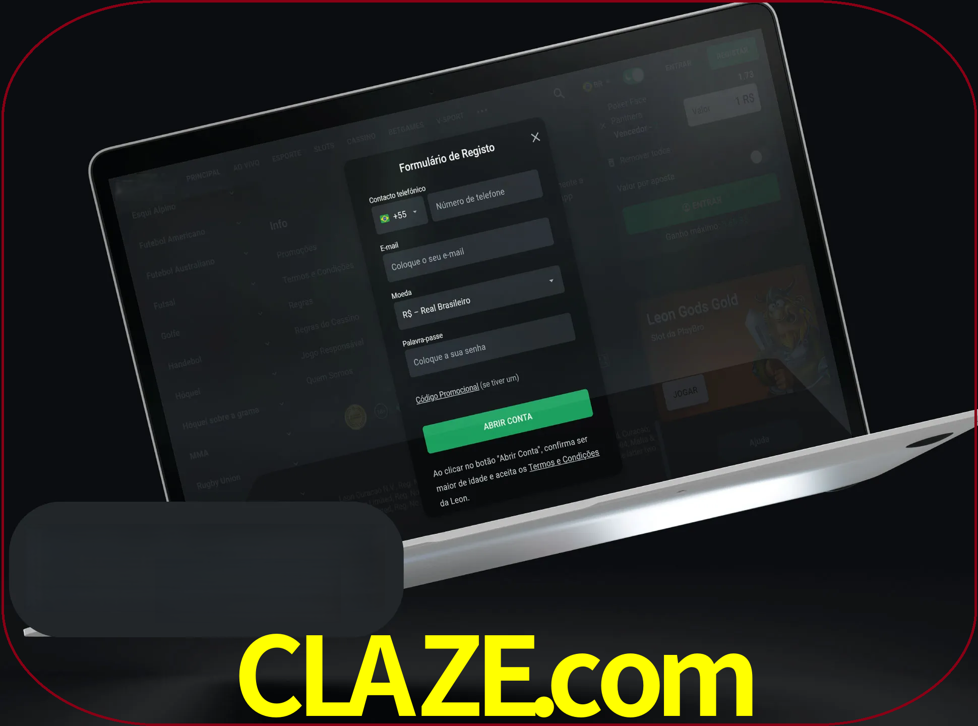 Abra o site da LeonBet e crie sua própria conta.