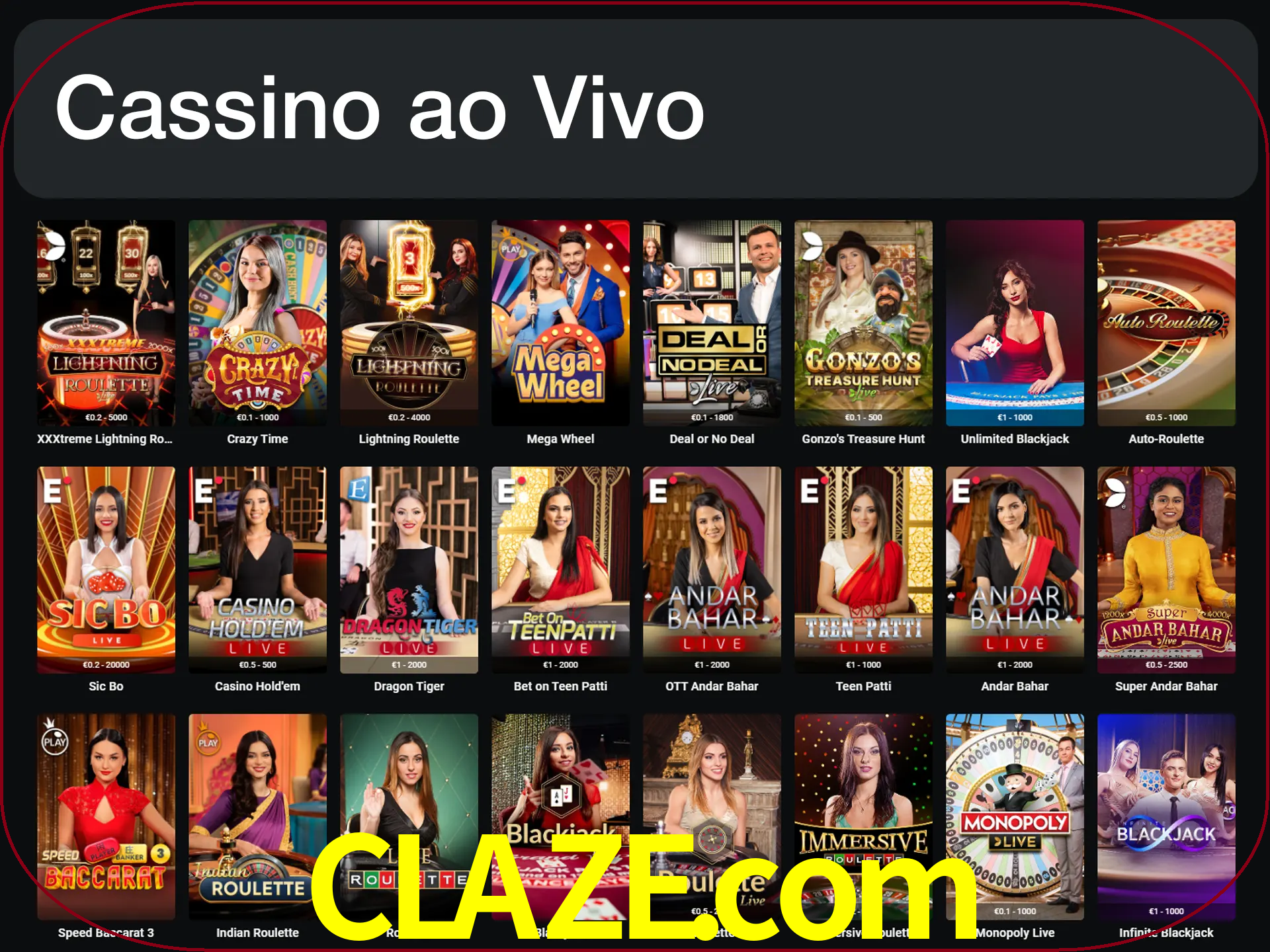 Jogue jogos de cassino com um verdadeiro dealer.