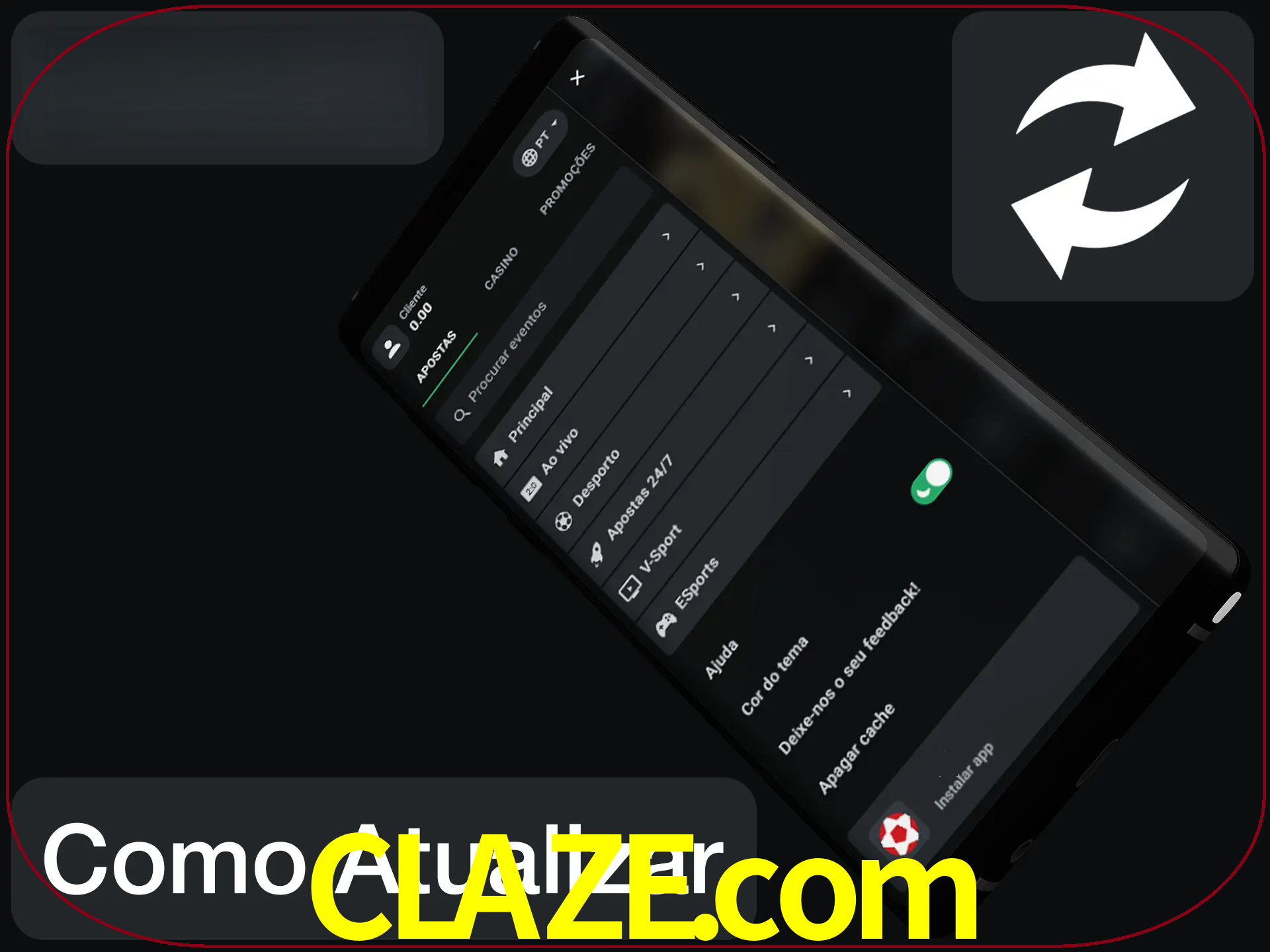 O aplicativo é atualizado automaticamente quando você faz o login.