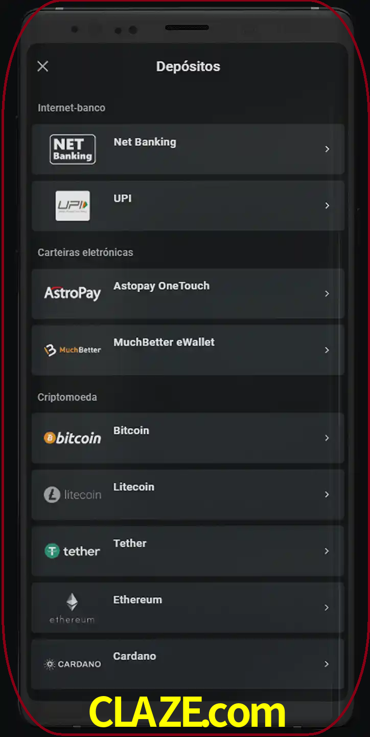 Você pode usar métodos alternativos de depósito.